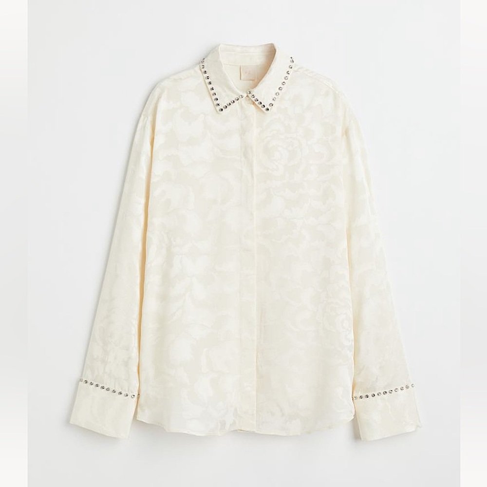 H&M Rhinestone-embellished Jacquard-weave Shirt